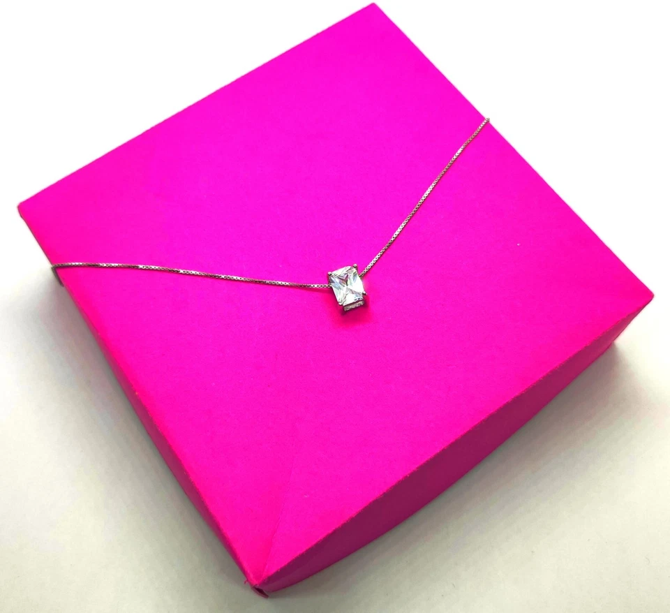 Punto luce donna in argento 925 + collana veneziana. punto luce taglio smeraldo - Immagine 2 di 4