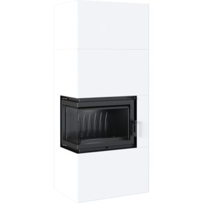 Eck Kaminofen kratki Simple Box 8 kW weiß Seitenscheibe links Kamin Holzofen