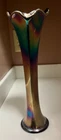 Atq Fenton Art Glass Swung Vase Panels Cobalt Blue Carnival Glass 1907 UV Glow