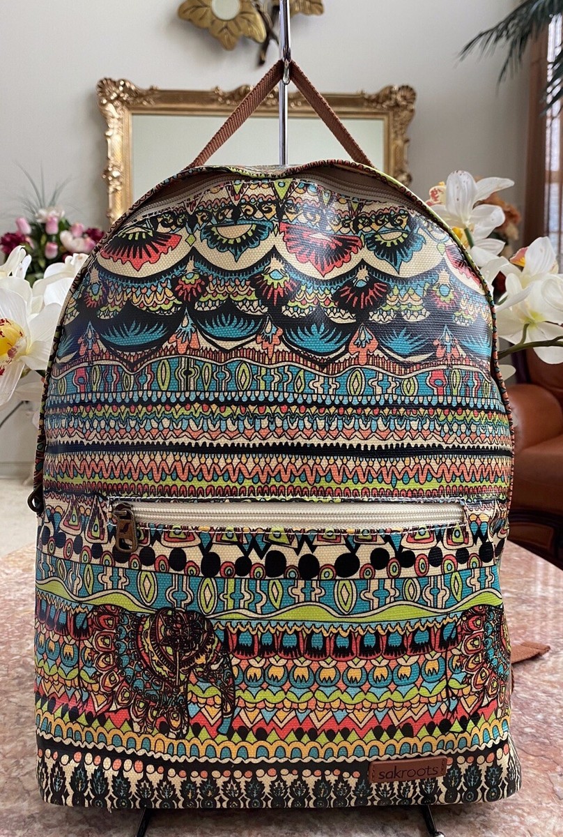 New SAKROOTS Multicolor Floral Coated Canvas Large Rockaway 