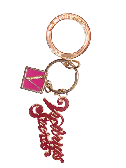 VICTORIAS SECRET KEYCHAIN BAG CHARM GOLD MONOGRAM LOGO KEY RING