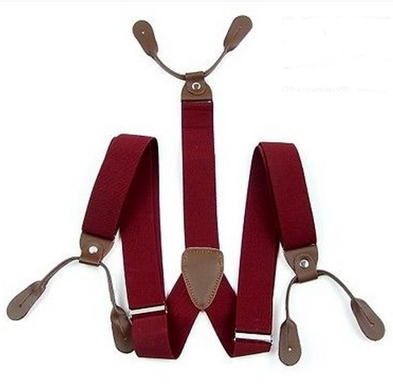 NUEVO AJUSTABLE ROJO OSCURO HOMBRE TIRANTES TIRANTES ANCHO GRUESO 3,5 CM 6 BOTONES CIUDAD