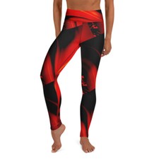 Black and Red Swirl Yoga Leggings Option 2