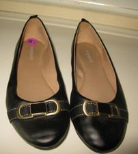 Easy Spirit Womens 8.5 M Black Comfort Ballet Flats Accent Toe Buckle, ES7MELVA