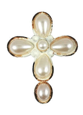 Metal Cross Faux Pearl Refrigerator Magnet