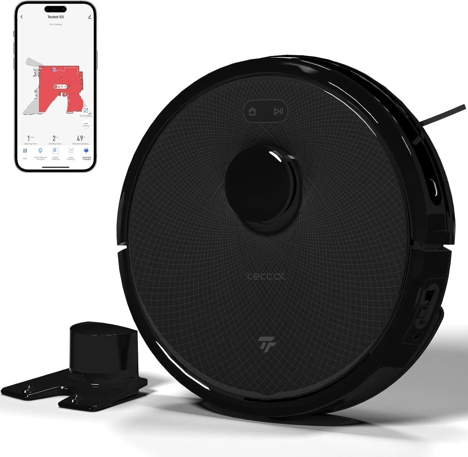 TECBOT S3 PRO Robotic Vacuum Cleaner, LiDAR Navigation, 150mins Runtime