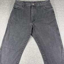 Wrangler Black Denim Jeans 38x34 13MWZWK Faded Black Cowboy Pants Made in USA