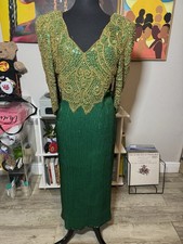 Vintage 80  s Emerald Green Evening Gown