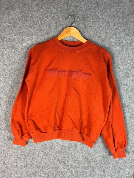 Wrangler Sweatshirt Womens Size 8 Orange Long Sleeve Crew Neck Pullover Cotton