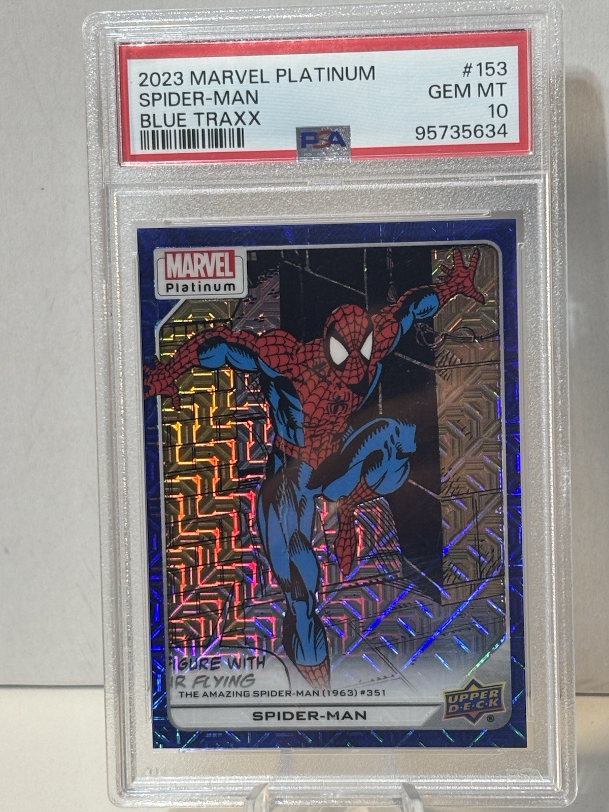 2023 Marvel Platinum Spider-Man #153 Blue Traxx /499 PSA 10 GEM MINT
