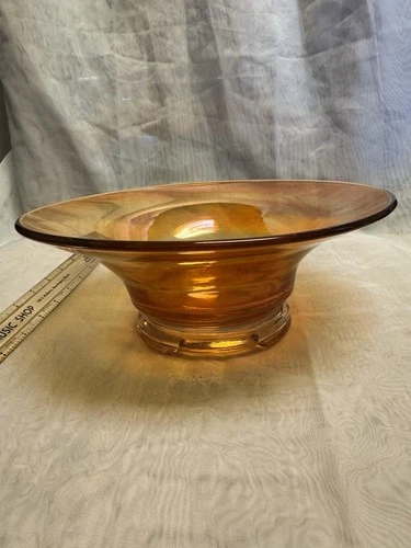 vintage iridescent Marigold Carnival Glass 9-3/4" Vegetable / Fruit Bowl