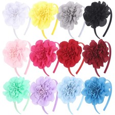 12PCS Headbands Girls Kids Flower Women Teens Chiffon Hair Band Accessory Supply