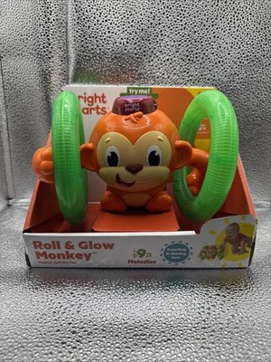 Bright Starts Roll & Glow Monkey Toy with Lights and Melodies, Ages 6 months NIB