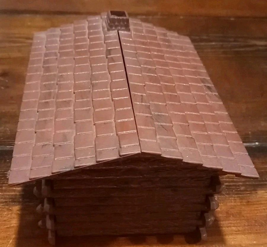 O Scale Built Log Cabin, Pond W/ Bridge, Barrel, & Turkey Plasticville Bachmann  - Image 3 of 4