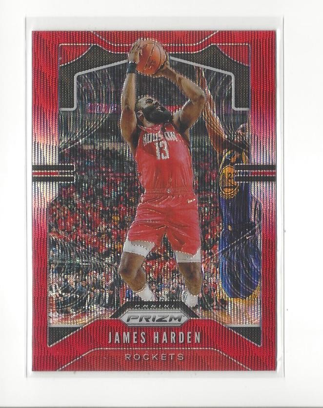 2019-20 Panini Prizm Prizms Ruby Wave #107 James Harden Rockets