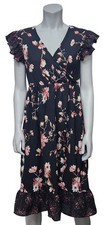BOOHOO Womens Short Sleeve Multi-Coloured Floral Wrap Party Holiday Dress UK 8