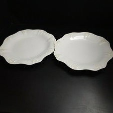 2 Lenox Butler's Pantry Scrolls & Leaves Gourmet Dinner Plate Ivory Cream 11 7/8