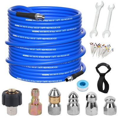 #ad 50FT Pressure Washer Sewer Jetter Kit 5800 PSI Water Jet Drain Cleaner Hose ... $62.33