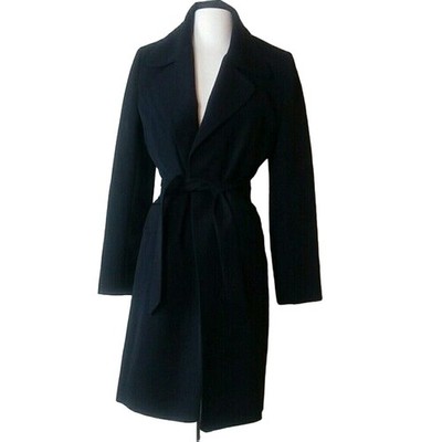 Warehouse Blazer Jacket Long Sleeves Belted Coat Black Womens 6 Collared Jacket 