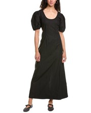 Ganni Poplin Maxi Dress Women's Black 32