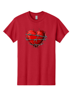 Barbed-Heart-5 Mens Graphic Tee, 100% Cotton, Casual Summer Wear