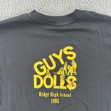 Vtg Hanes Men’s XL Black Single Stitch Made In USA Shirt Guys & Dolls 1995 Drama