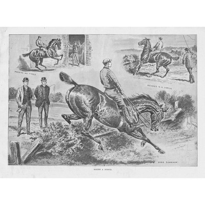 MAKING A HUNTER Horse Training by John Sturgess - Antique Print 1893