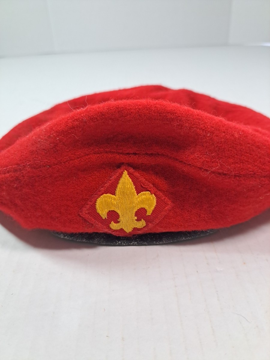 Vintage Official Boy Scouts BSA Red 100% Wool Beret Hat  display picture 3