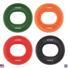 Hand Grip Strengthener Rings - 4 Pack Silicone Finger Exerciser for Forearms