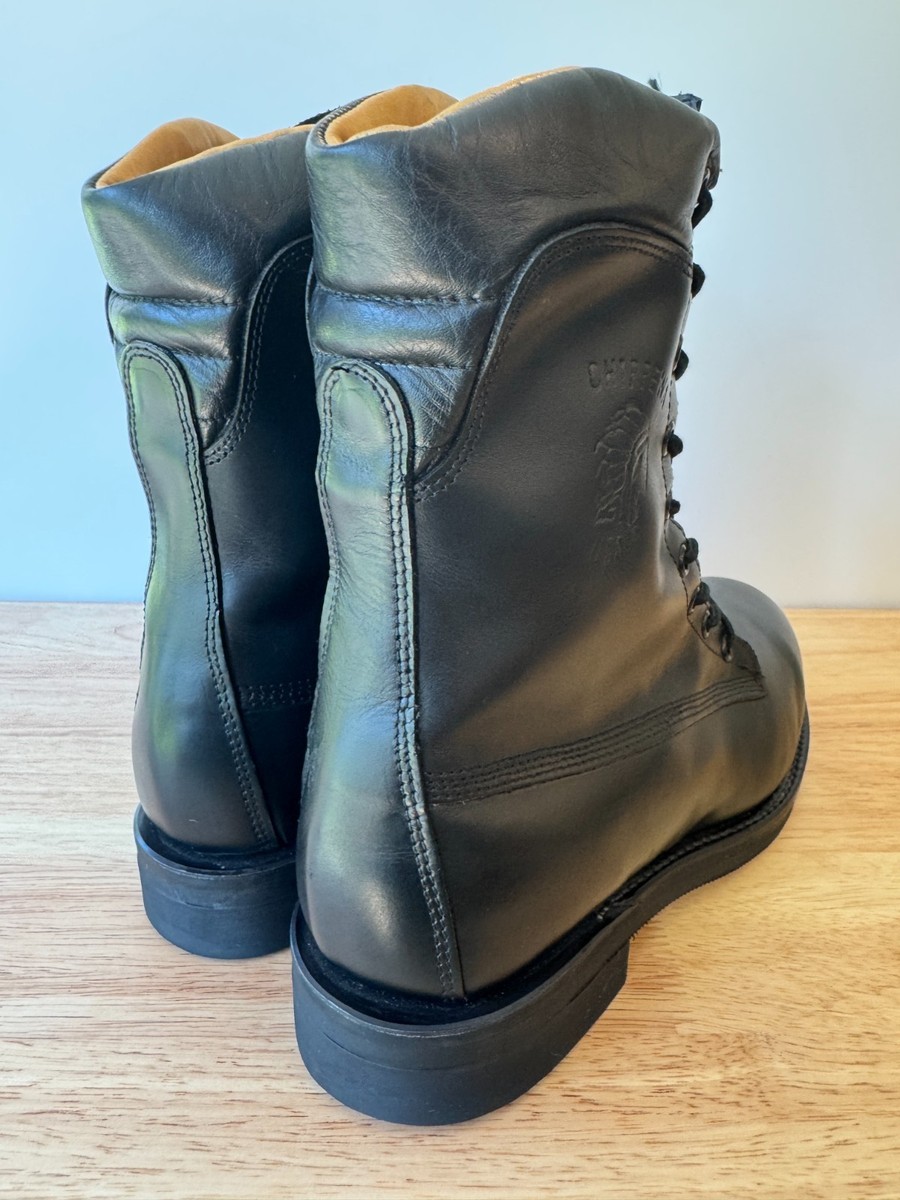 Chippewa Boots Vibram Steel Toe Firefighter Front Zip Black Boots