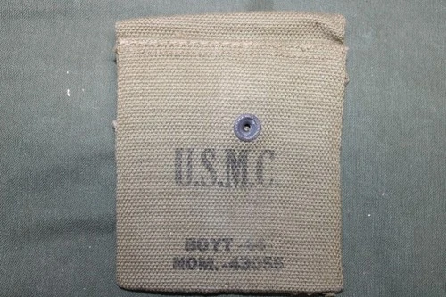 US Military Issue WW2 M1 Carbine Magazine Stock Belt Pouch Khaki Canvas USMC J62