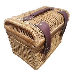 Picnic WICKER Basket Set for 2 Persons Wine and Cheese Picnic Time