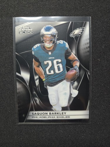 2025 Topps Chrome Black Saquon Barkley [Green Refractor] #82 card