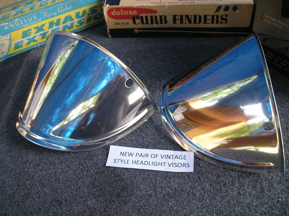 ¡NUEVO PAR DE VISERAS DE LUZ DE CABEZA EXTENDIDA CAÍDAS ESTILO VINTAGE AÑOS 40 ~ 50 ~ 60! Foto 2 de 3