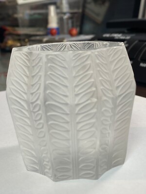 Vintage Lalique Jamaique Satin Crystal Candle Holder Chevron Pattern Paris