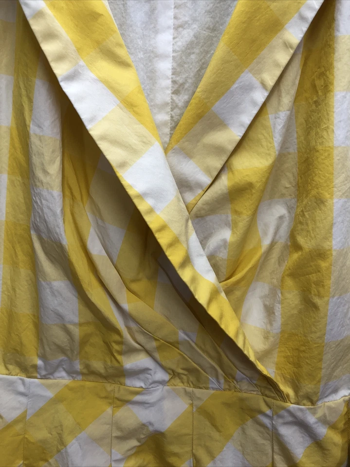 Vestido para mujer Chadwicks talla 16 amarillo a cuadros cinturón sin mangas envolvente look cuello Foto 3 de 4