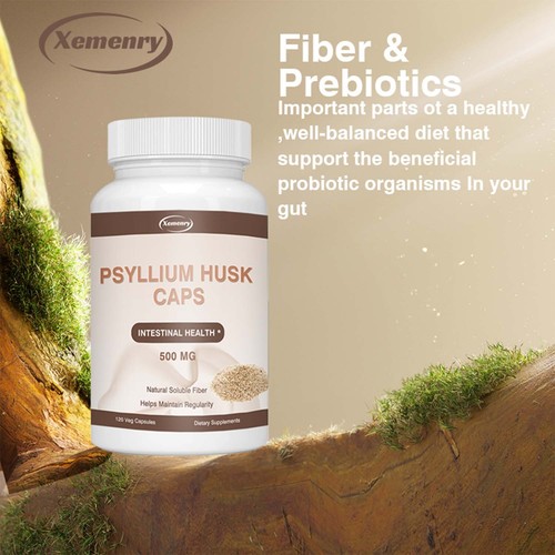 Psyllium Husk Caps 500mg - Natural Soluble Fiber Detox, Gut Health, Weight Loss - Picture 3 of 13