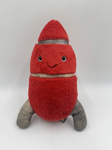Jellycat Cosmopop Rocket Soft Plush Toy Red W/Metallic Silver Legs 10” *READ*