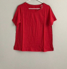 Joan Rivers Cotton Blend Knit Top with Back Button Detail - Red (Sz S) a491497 -