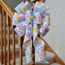 10" WIDE SPRING SUMMER EASTER FLOWER BOW DECORATION FOR WREATH BASKETS LANTERNS