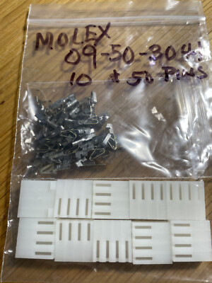 A lot of TEN ( 10 ) MOLEX 09-50-3041 4 pins connectors with 50 pins