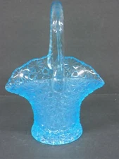 Vintage Fenton Art Glass Aquamarine Basket