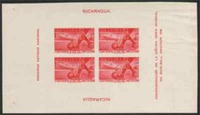 Nicaragua 1949 Soccer World Series 1cor IMPERF & souvenir sheet of four 