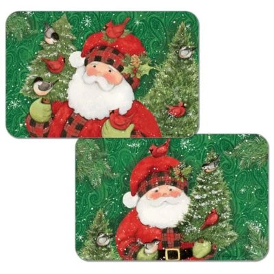COUNTERART Paisley Santa Christmas Cardinals Chickadee Reversible Plastic Placemats Set 4