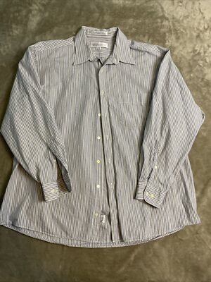 perry ellis portfolio dress shirt Perry Ellis Portfolio Mens Dress Shirt L Navy 100% Cotton Wrinkle Free Formal