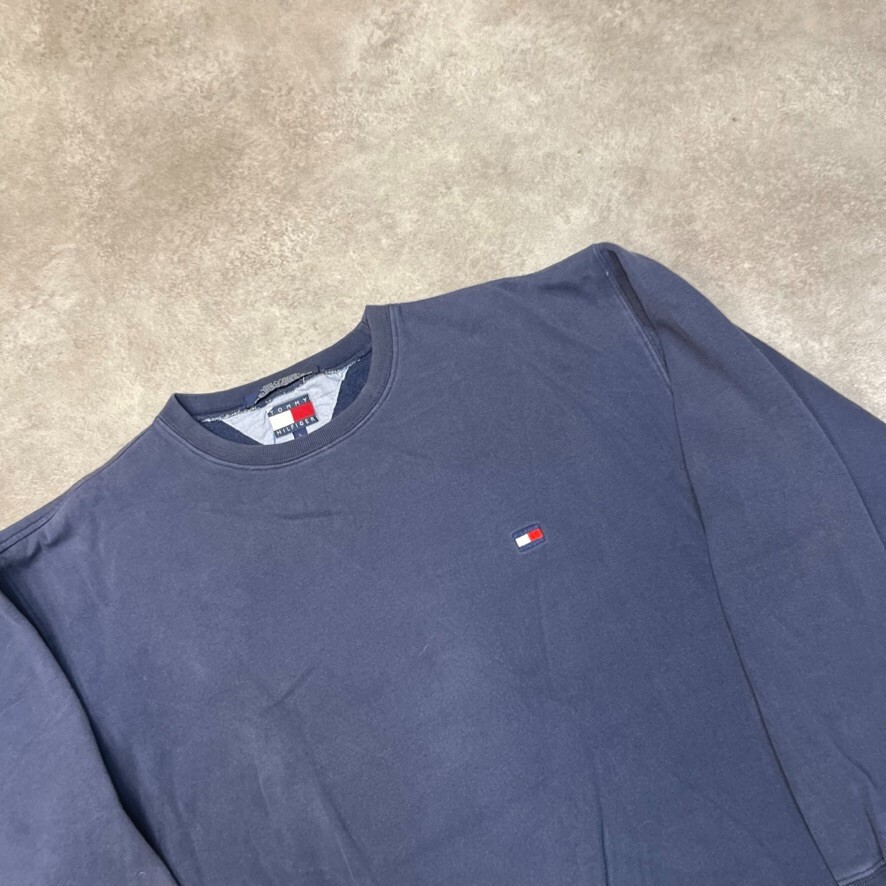 Tommy Hilfiger Sweatshirt Mens Y2K Pull Over Flag Logo Jumper, Navy, Large image 3