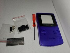 Clear Purple Full Housing Case Shell for Gameboy Color Buttons Glass Screen T22