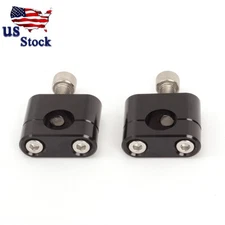 US Black CNC Motorcycle 22mm 7/8" HandleBar Fat Bar Mount Clamps Risers Adapters