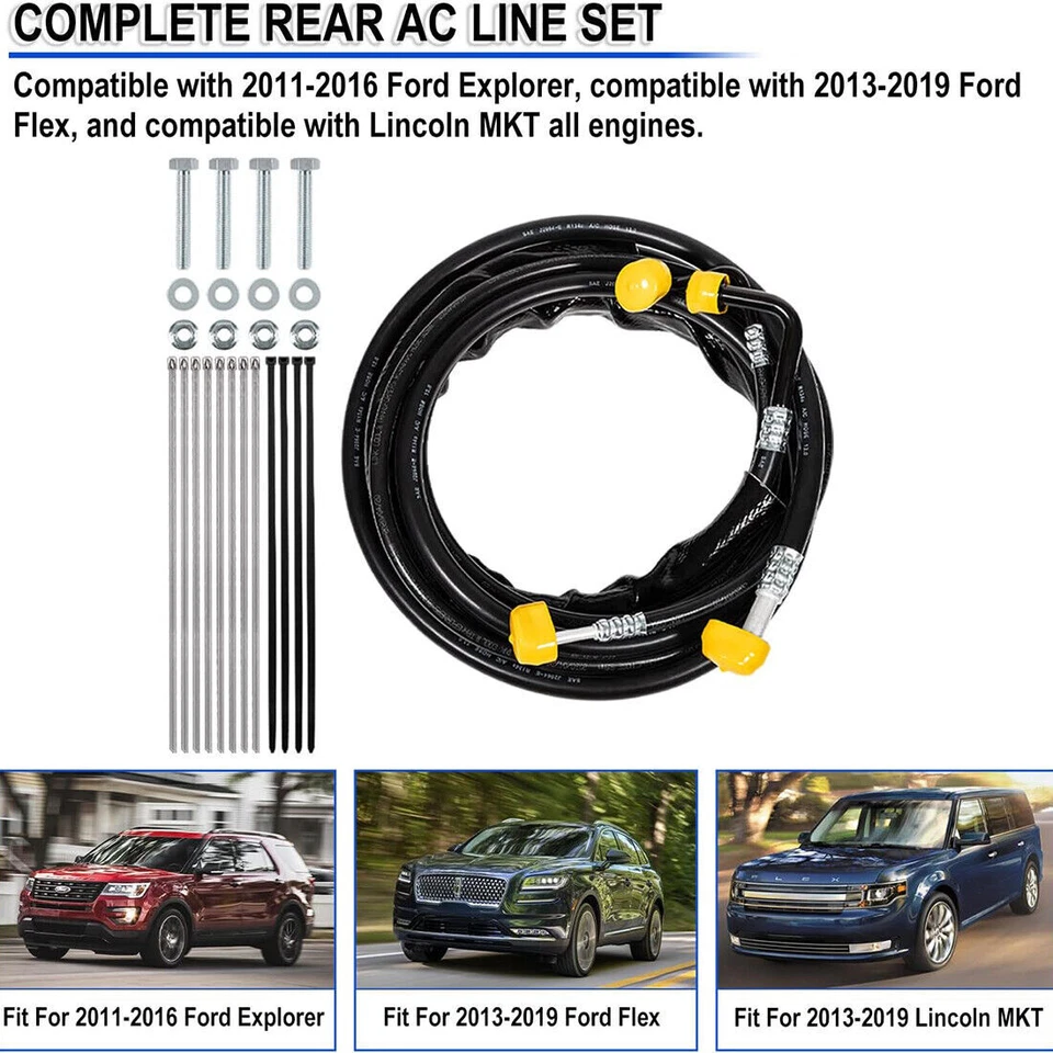 Kit de manguera de línea de CA auxiliar trasera FE37190 para Ford Explorer 2011-2016, Flex y MKT Foto 4 de 4