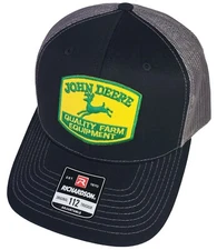 John Deere Farm Equip Patch Richardson 112 Trucker Hat Snapback Black/Charcoal